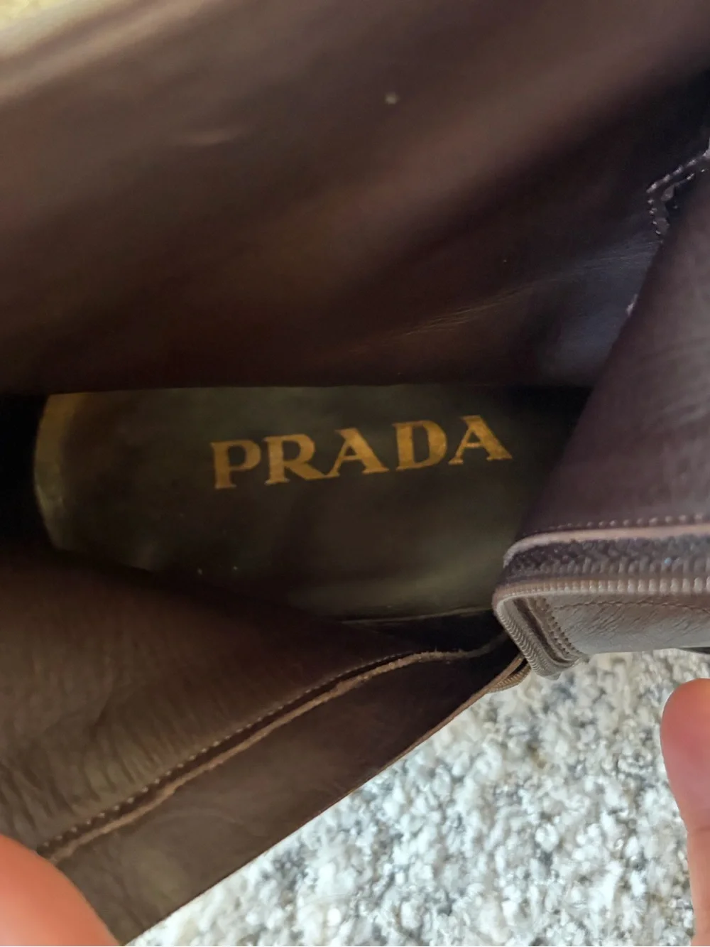 Vintage Prada Brown Leather Zip-Front Boots Men’s Size 9 EUC Made in Italy - Picture 12 of 13